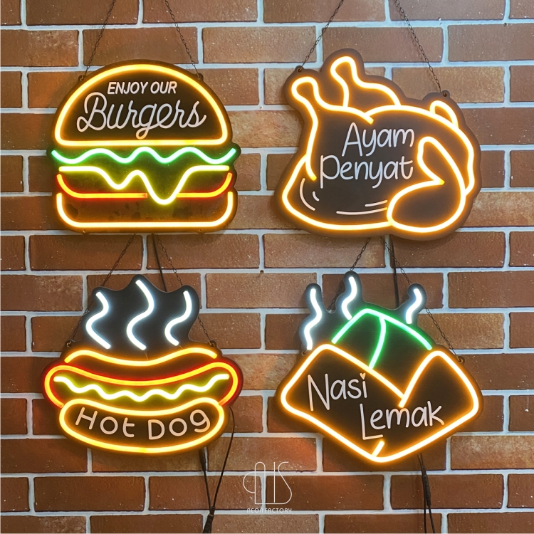 LNS-303 Burgers n Hot Dogs Nasi Lemak LED Neon Signs